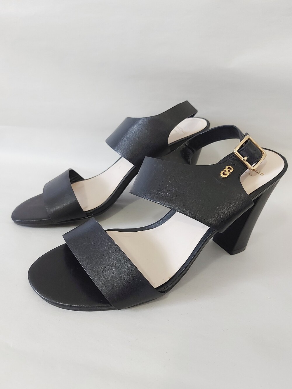 Cole Haan Women Open Toe Buckle Comfort Block Heel Slingback Dress Sandals 6.5 B